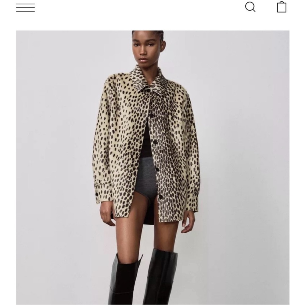 a.n.a Leopard Print Teddy Jacket in Beige and Black